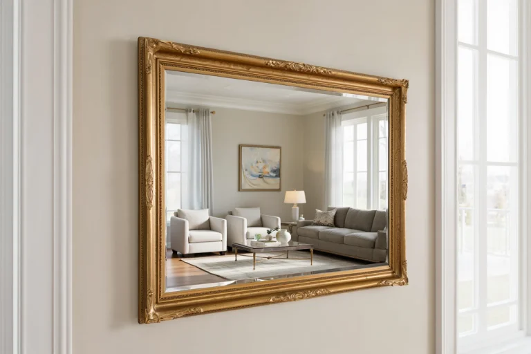 Un miroir grand format élégant dans un salon de maison